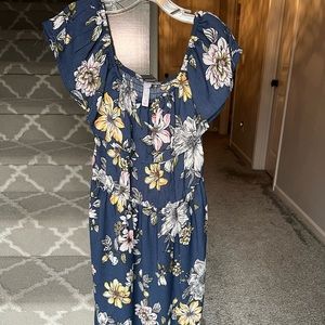 blue floral dress